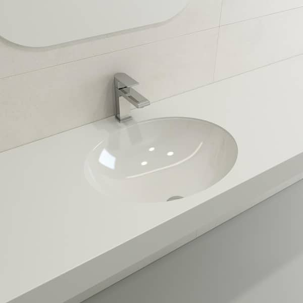 BOCCHI Parma 22 In Undermount Fireclay Bathroom Sink In White With