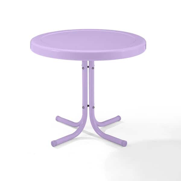 CROSLEY FURNITURE Griffith Lavender Round Metal Outdoor Side Table