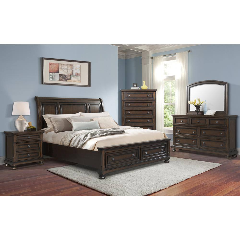 Walnut 5-Drawer Vertical Chest with Felt-Lined Drawer