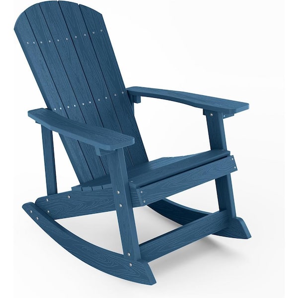 Mximu Navy Plastic Oversized Adirondack Patio Outdoor Rocking Chair