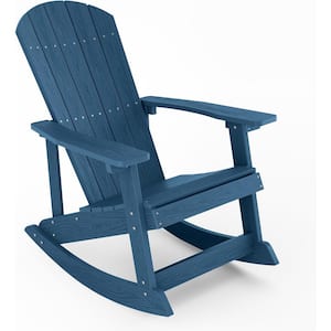 Navy Plastic Oversized Adirondack Patio Outdoor Rocking Chair