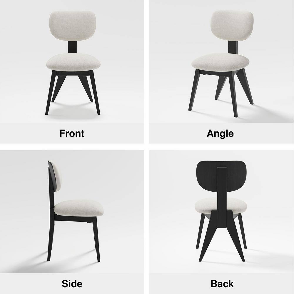 Black Upholstered Low Back Side Chair with Wood Frame