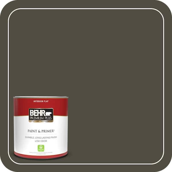 BEHR PREMIUM PLUS 1 qt. #S-H-760 Olive Leaf Flat Low Odor Interior Paint & Primer