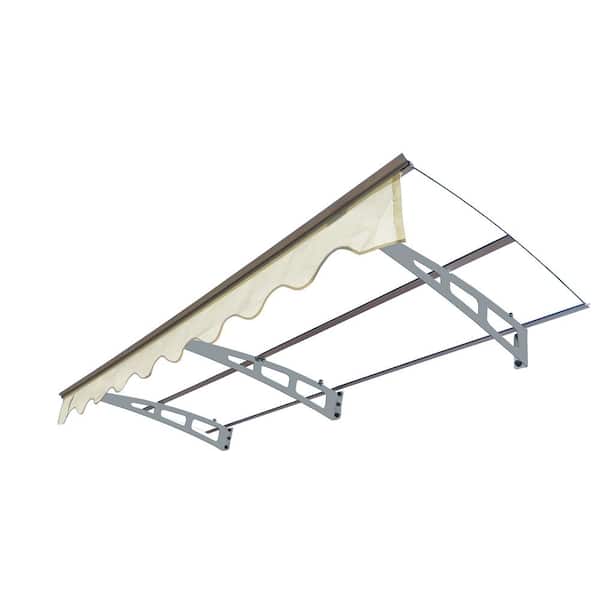 Unbranded 79 in. W x 34 in. D UPF80 plus Outdoor Door Window Awning with Removable Valance for Masonry Concrete Wall (Clear Roof)