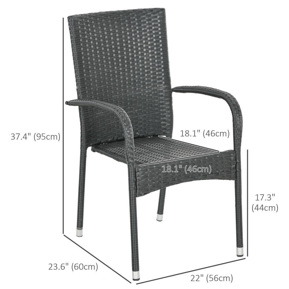 Cream White Cushioned Wicker Outdoor Dining Chairs, Set of 2