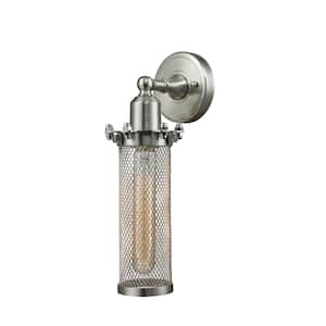 Quincy Hall 4.5 in. 1-Light Brushed Satin Nickel Wall Sconce with Brushed Satin Nickel Metal Shade