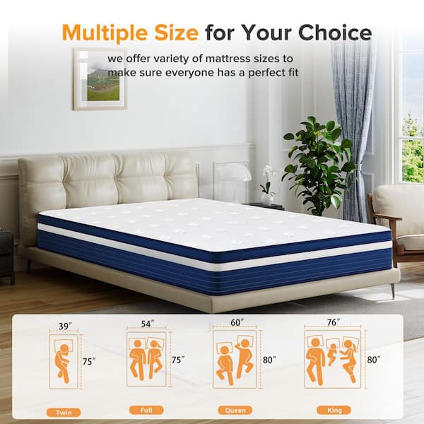 Babo Care - Queen Size 10 in. Medium Hybrid Breathable and Cooling Motion Isolation Mattress with CertiPUR-US and Oeko-TEX Certified