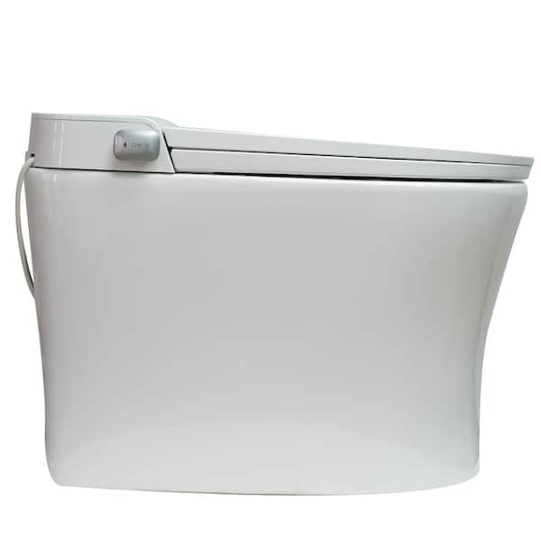 Plywell 1-Piece 1.25 GPF Dual Flush Elongated Smart Bidet Toilet in White