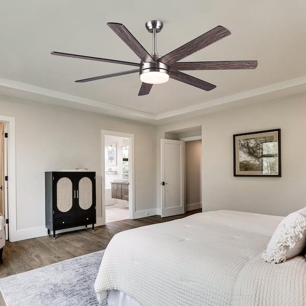 ねーちょん PUDO 62 in. Integrated LED Indoor Ceiling Fan Light with 7