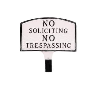 No Soliciting, No Trespassing Arch Large Statement Plaque with 23 in. Lawn Stakes - White/Black