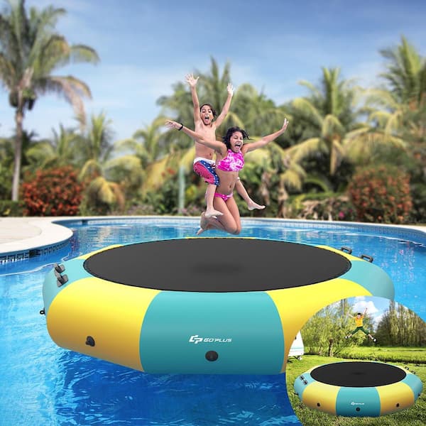 10 ft. Inflatable Water Bouncer Splash Padded Water Trampoline Yellow & Green