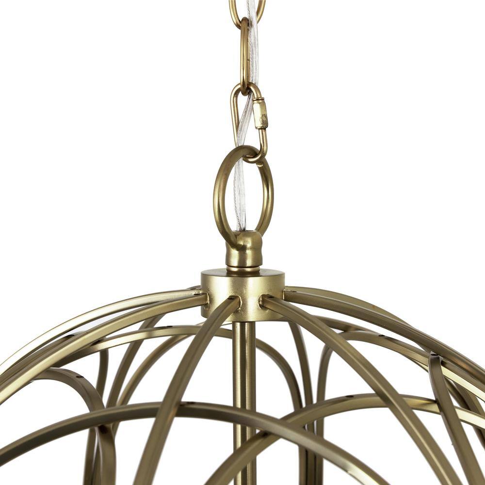 Satin Brass 6-Light Globe Chandelier with Adjustable Height