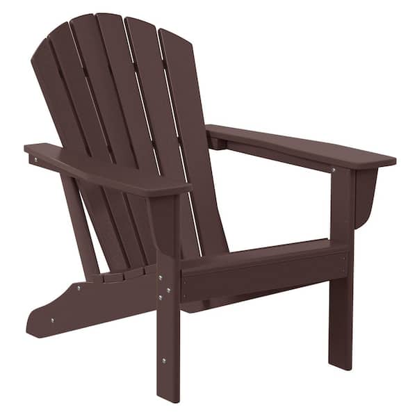 WESTIN OUTDOOR Mason Dark Brown Poly Plastic Outdoor Patio Classic Adirondack Chair, Fire Pit Chair