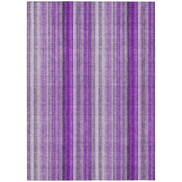 Purple 3 ft. x 5 ft. Woven Striped Rectangle Indoor/Outdoor Area Rug