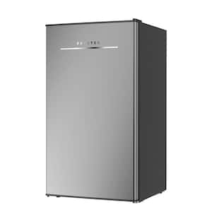 16.73 in. 3.1 cu.ft. Mini Refrigerator in Gray with Compact Freezer, Adjustable Temperature Stainless Steel