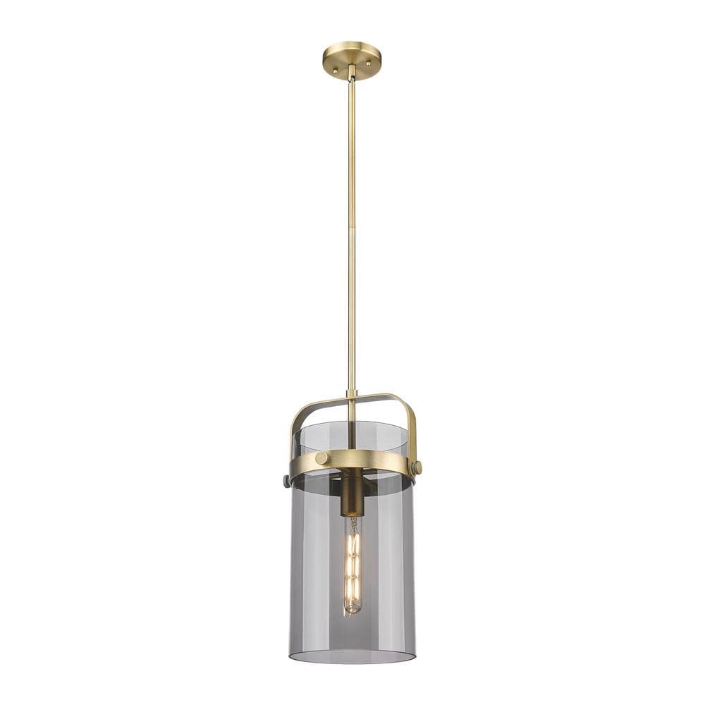 Pilaster 100-Watt 1-Light Brushed Brass Shaded Pendant Light Tinted Glass Shade price history on PriceWatchPro