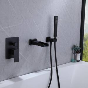 Waterfall Single-Handle 2 Sprayer Wall Mount Bathtub Shower Faucet in Matte Black