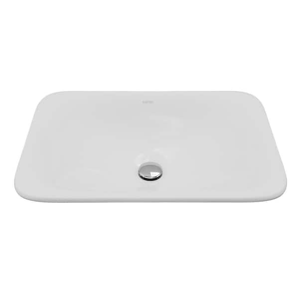Valera 21 in. Top Mount Vitreous China Bathroom Sink in White