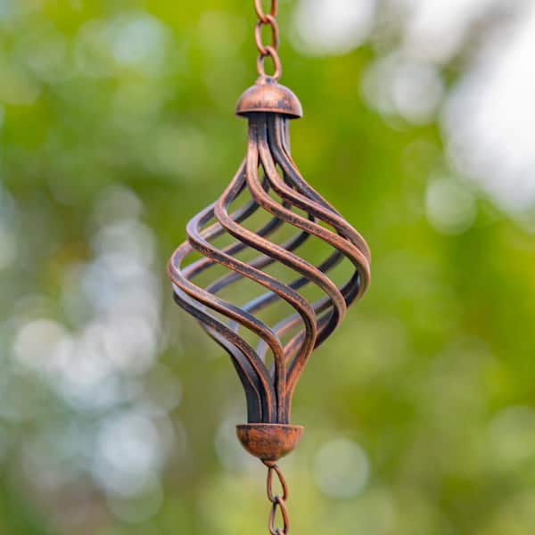 Zaer Ltd. International 76 Inch Long Antique Bronze Rain Chain with Abstract Swirls