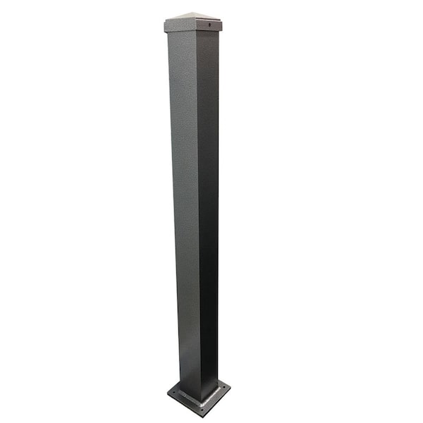 EZ Handrail 3 in. x 3 in. x 44 in. Silver Vein Aluminum Post with Welded Base