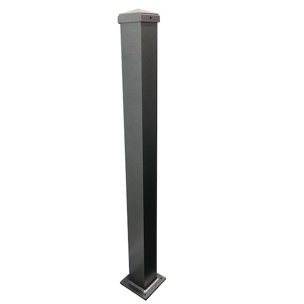 EZ Handrail 3 in. x 3 in. x 38 in. Silver Vein Aluminum Post with Welded Base