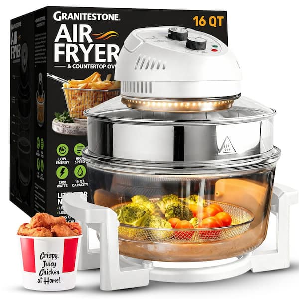 16 Qt. White Oil-less Air Fryer with Built-In Timer