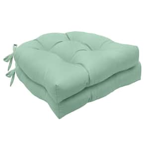 Tufted Chair Pad Aqua Polyester Smooth 15 in. W x 15 in. L Indoor Cushion (2-Chair Pad Cushions)