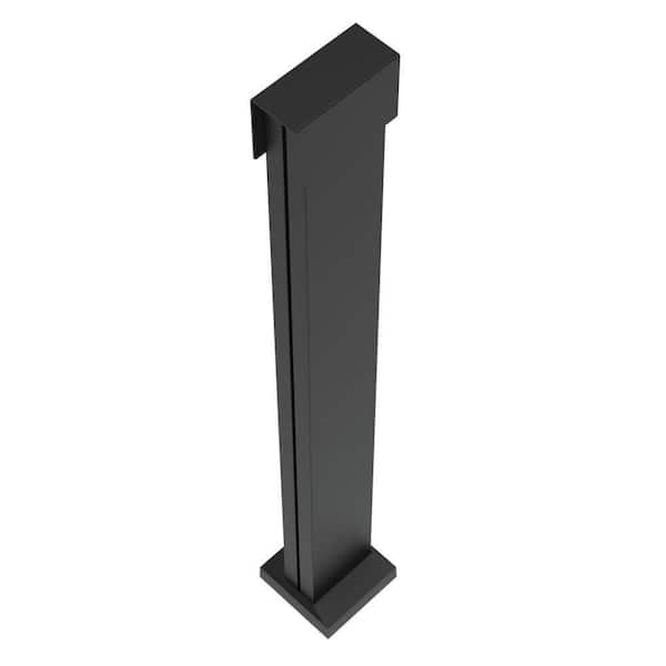 Barrette Outdoor Living Elevation Aluminum 5.25 in. x 4.81 in. x 3.5 ft. Matte Black Line Mid Post for Cable Railing System