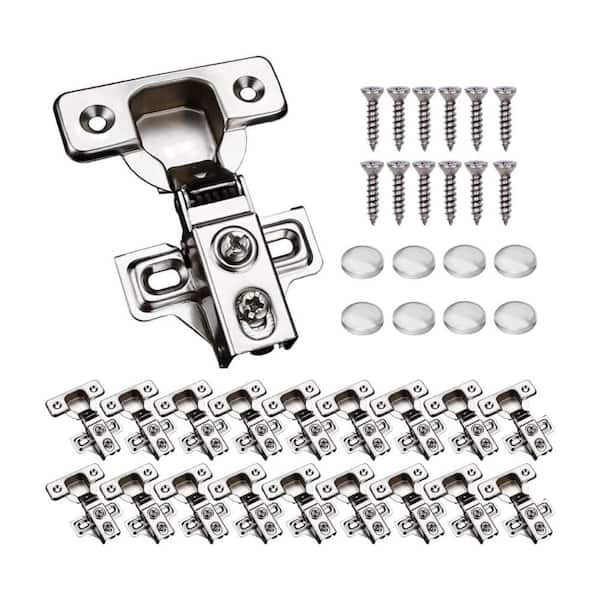 20 Pack Soft Close Cabinet Door Hinges, for 1/2 in. Partial Overlay Cupboard, Stainless Steel Concealed Cabinet Hinges