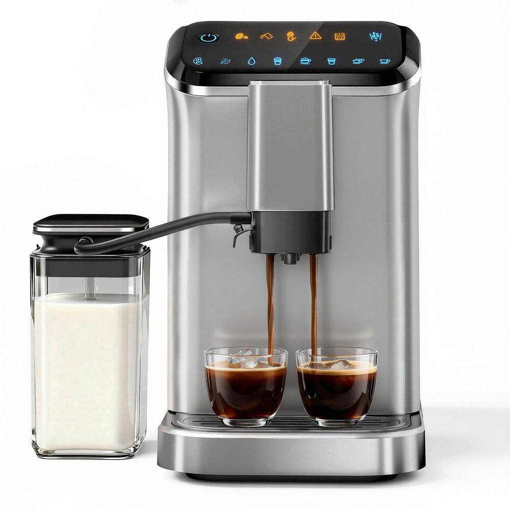 2-Cup Silver Fully Automatic Espresso Machine with 15-Grind Settings and Manual Milk Frothing price history on PriceWatchPro