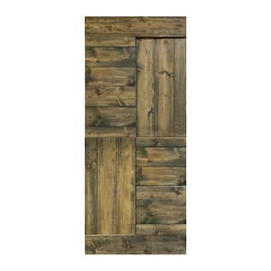 S Series 36 in. x 84 in. Aged Barrel Finished DIY Solid Wood Sliding Barn Door Slab - Hardware Kit Not Included
