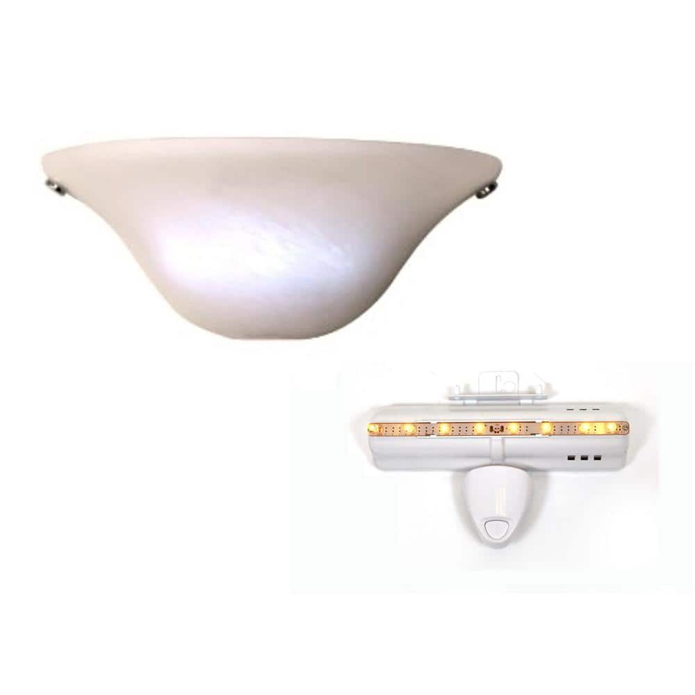 Elegant Half Moon Frosted Marble Glass LED Sconce with Remote Control