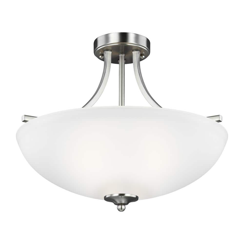 Generation Lighting Geary 3-Light Brushed Nickel Semi-Flush Mount ...