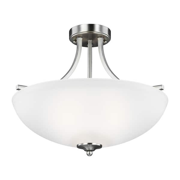 Generation Lighting Geary 3-Light Brushed Nickel Semi-Flush Mount ...