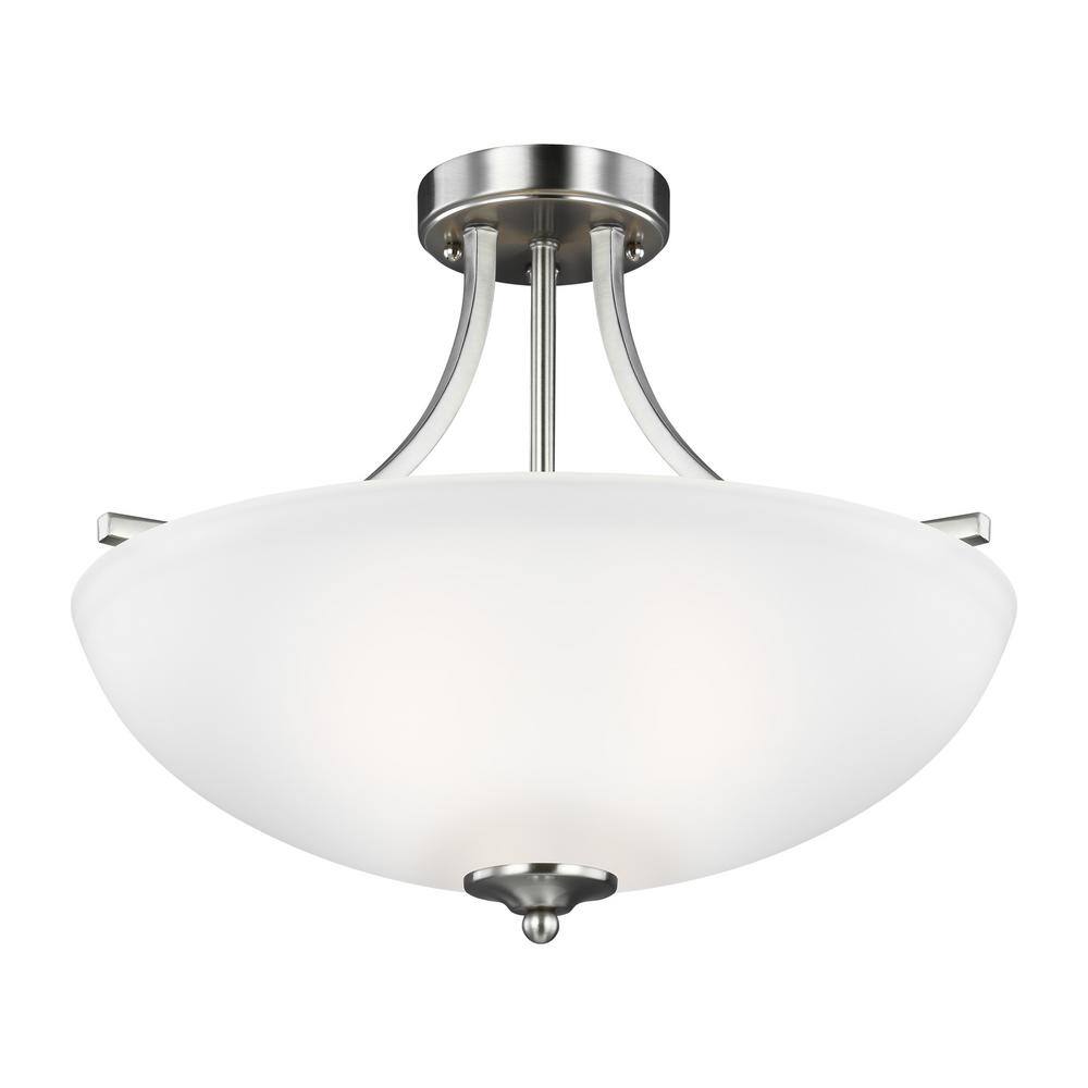 Sea Gull Lighting Geary 3-Light Brushed Nickel Semi-Flush Mount ...