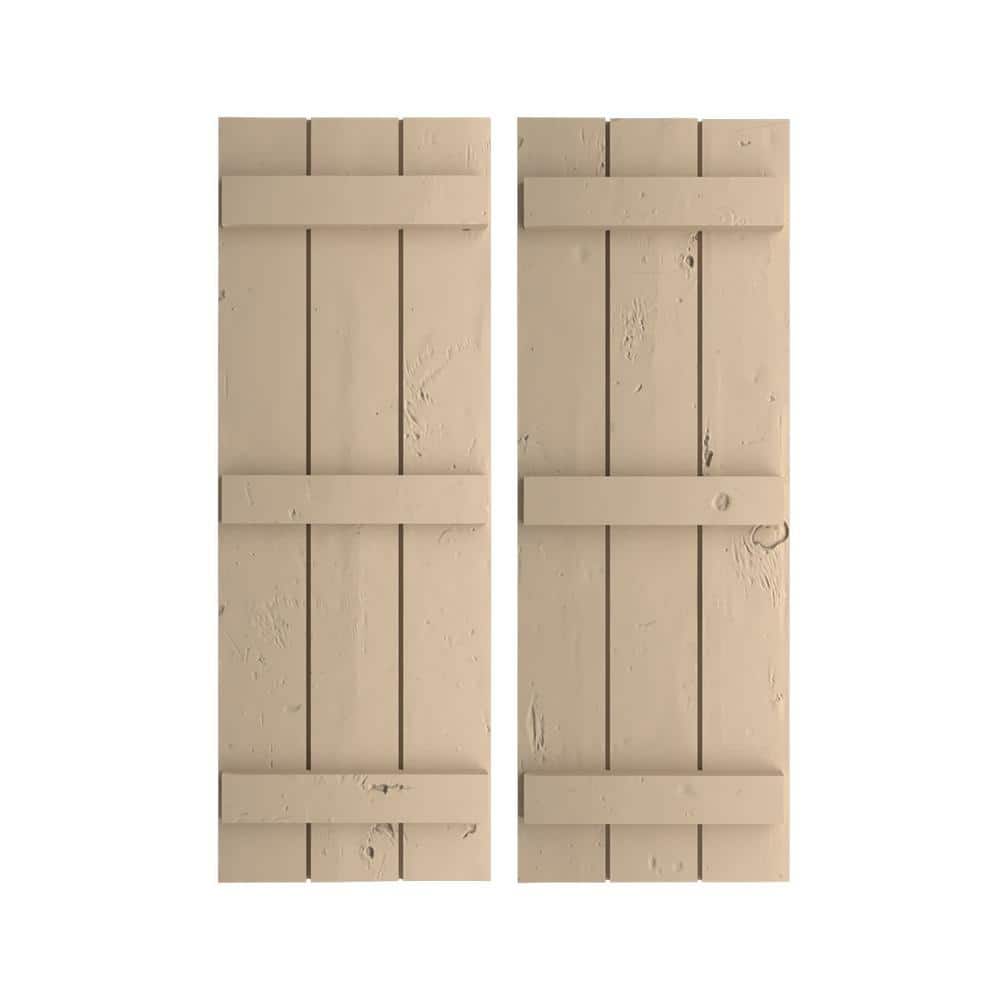 16.5 in. x 76 in. Timberthane Polyurethane 3-Board Joined Board-n-Batten Knotty Pine Faux Wood Shutters Pair price history on PriceWatchPro