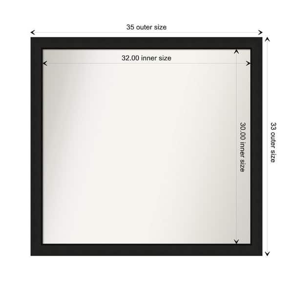 Amanti Art Midnight Black Narrow 35.25 in. x 33.25 in. Custom Non-Beveled Wood FramedBathroom Vanity Wall Mirror