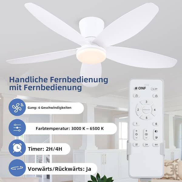 36 in. Indoor/Outdoor Flush Mount White Ceiling Fan with Dimmable 3 Color LED Light and Remote/APP Control