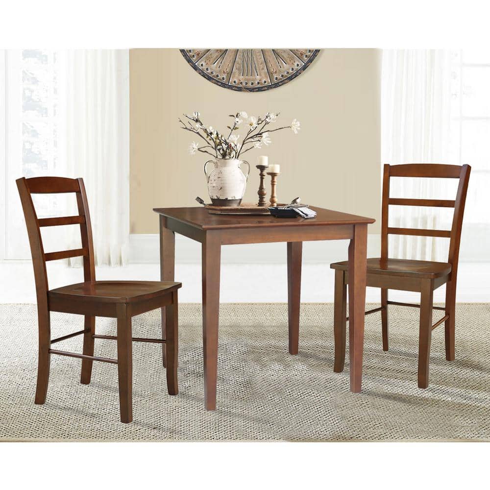 Espresso Solid Wood Square Dining Table with Tapered Legs
