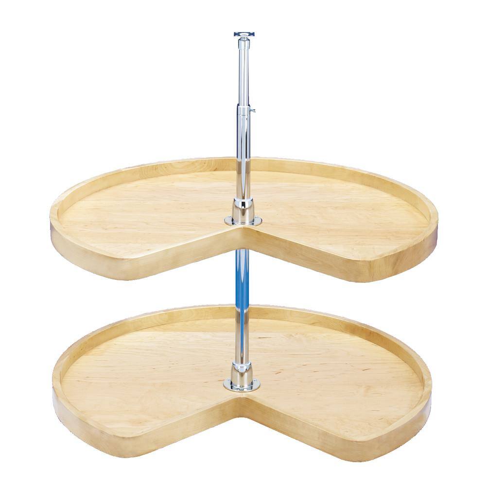 RevAShelf Natural Wood 2Shelf Kidney Shape Lazy Susan Utensil