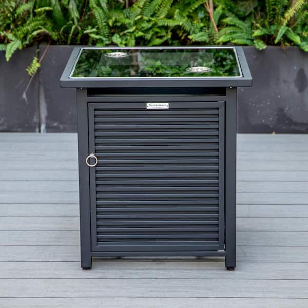 Leisuremod Walbrooke Black Outdoor Patio Square Tank Holder with Slats Design