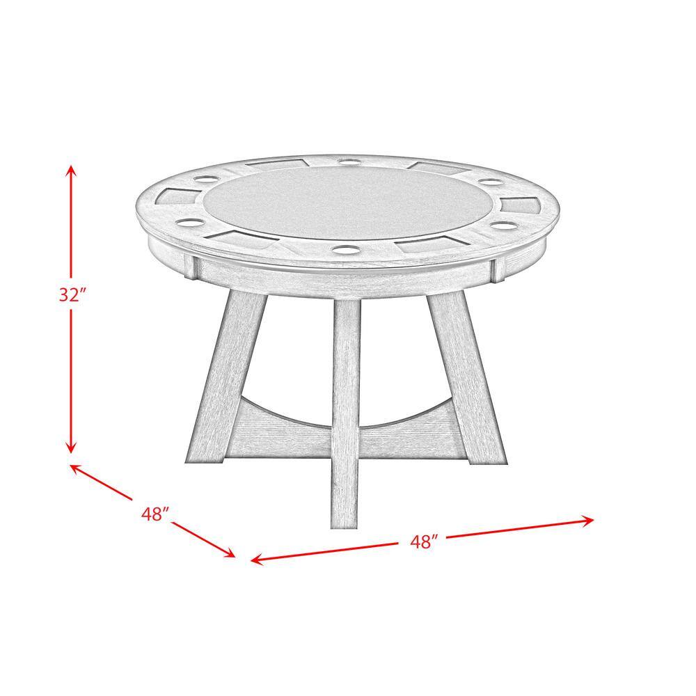Contemporary Modern 48" Gray Round Game Table with Storage