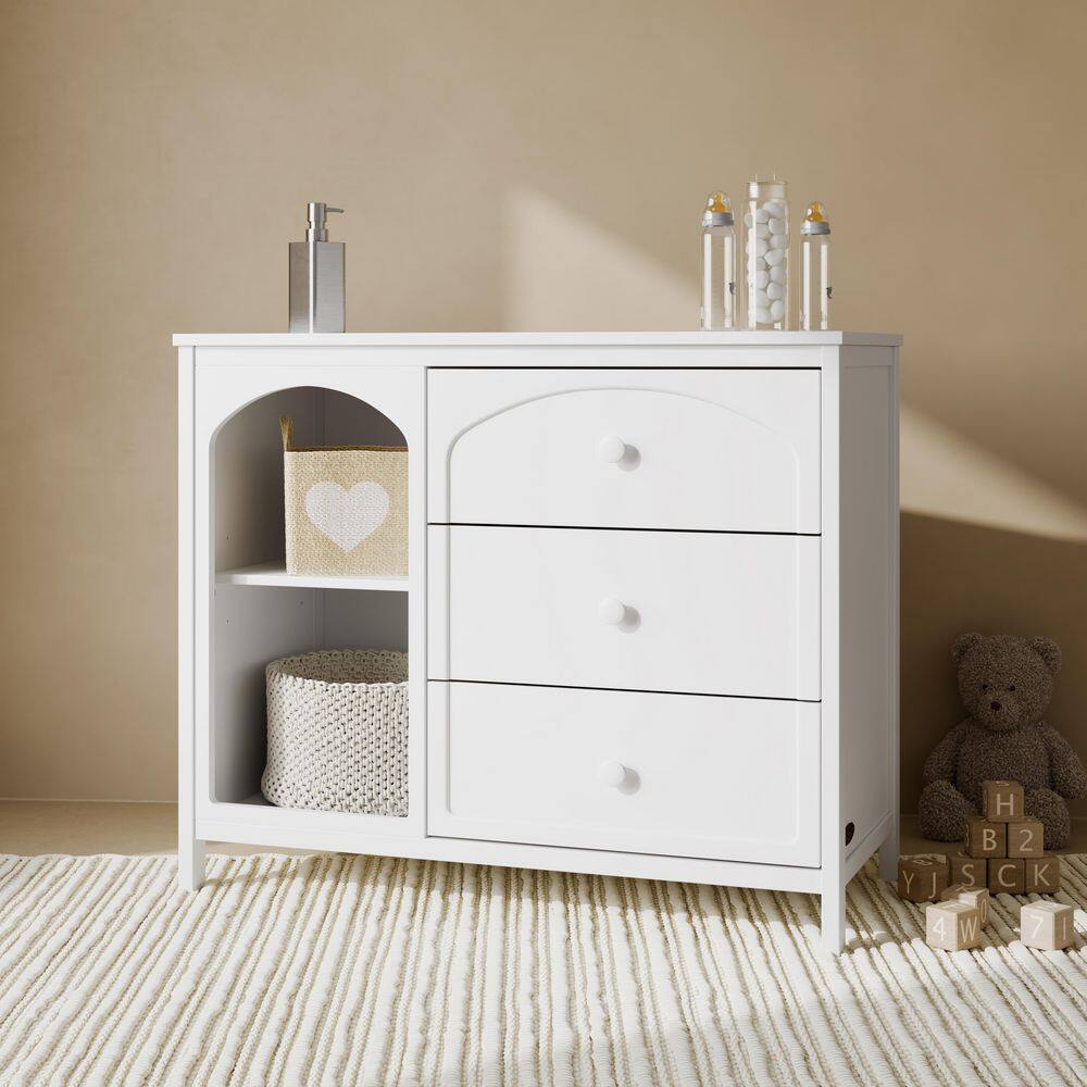 Olivia White 3 Drawer 40 in. Wide Combo Dresser