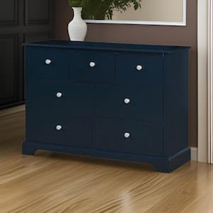 Blue 7-Drawer 48 in. W Dresser without Mirror