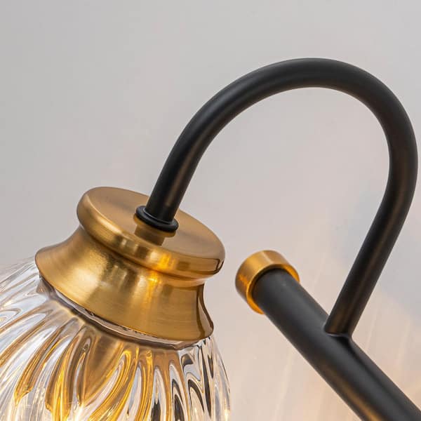ZYZWMB 23.23 in. 3-Light Black and Brass Vintage Bathroom Vanity