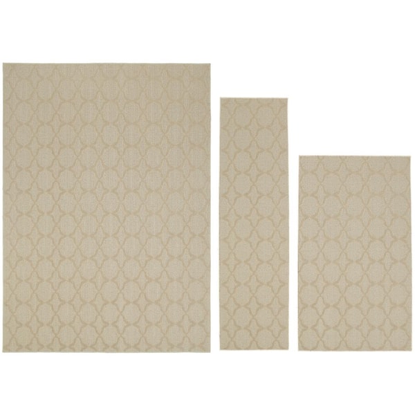 Sparta Tan 5 ft. x 7 ft. 3-Piece Rug Set