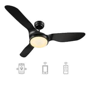Falkirk 52 in. Integrated LED Indoor Black Smart Ceiling Fan with Light and Remote, Works with Alexa and Google Home