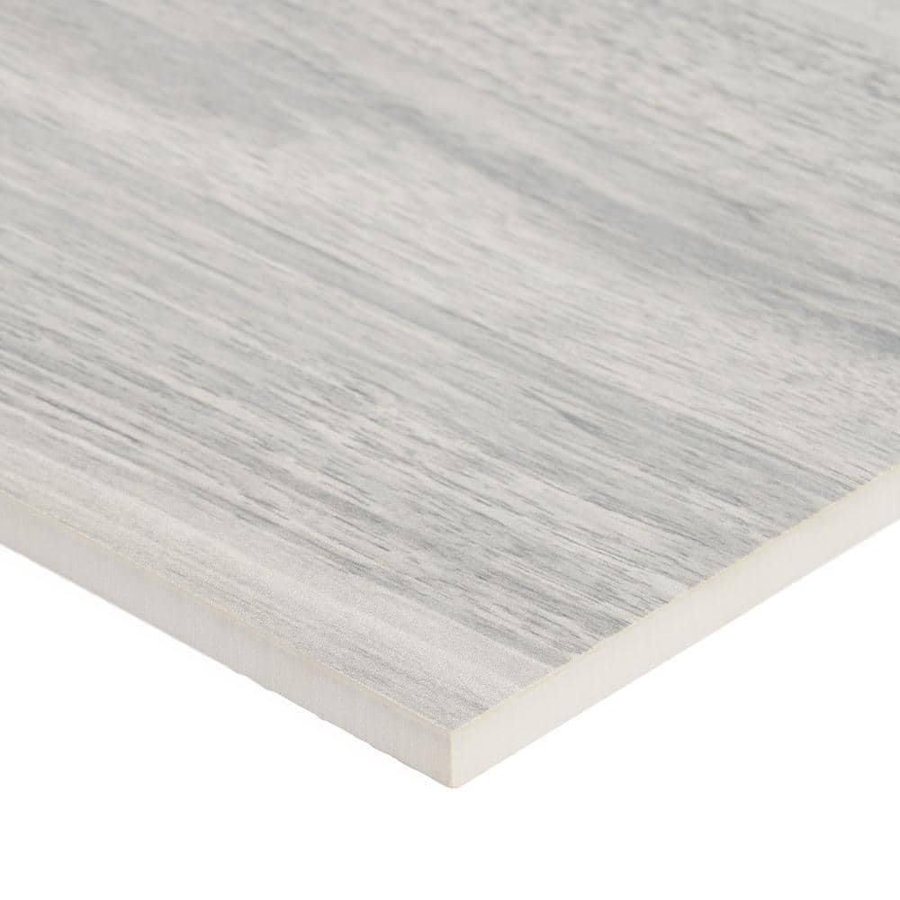 Gray Polished Porcelain Wood Look Floor and Wall Tile
