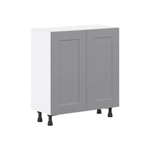 Bristol Painted Slate Gray Shaker Assembled Shallow Base Kitchen Cabinet with Door (30 in. W x 34.5 in. H x 14 in. D)