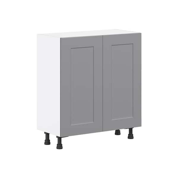 J COLLECTION Bristol Painted Slate Gray Shaker Assembled Shallow Base Kitchen Cabinet with Door (30 in. W x 34.5 in. H x 14 in. D)
